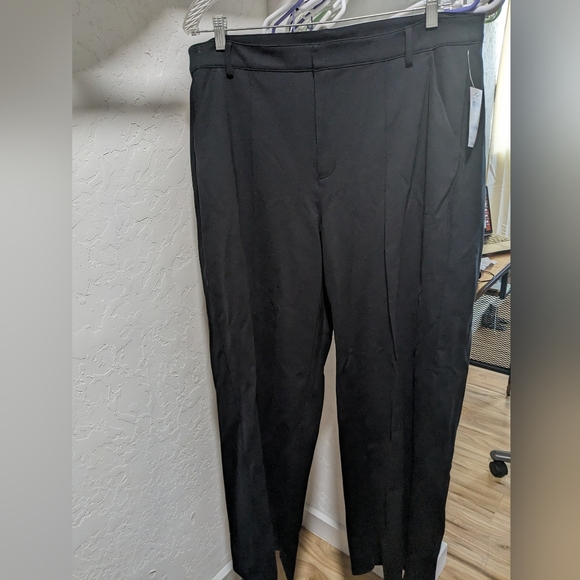 High Waisted Black Ponté-knit Wide-leg Pants - Picture 3 of 4